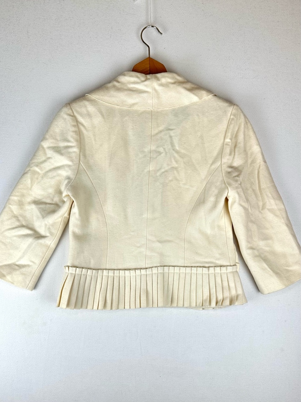 Tabitha Anthropologie Pleated Ruffle Blazer Ivory NWT Neutral Office Feminine - Picture 3 of 7
